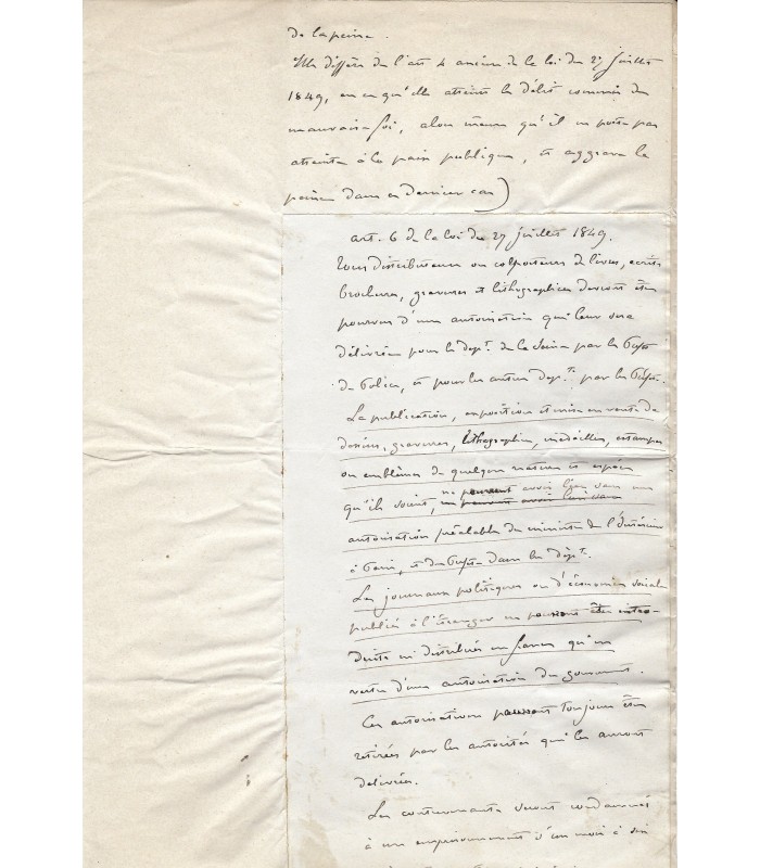 BERENGER René, magistrat et homme politique. Manuscrit autographe (Réf. G 2780)