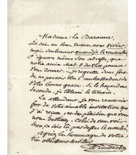 CARMOUCHE Pierre, chansonnier, dramaturge. Lettre autographe (G 5658).