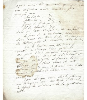MEDECINE - XVIIIe siècle. Document autographe (G 5177)