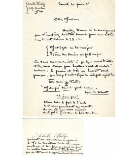 PHILIP Achille, organiste et compositeur. Lettre autographe (G 5943)