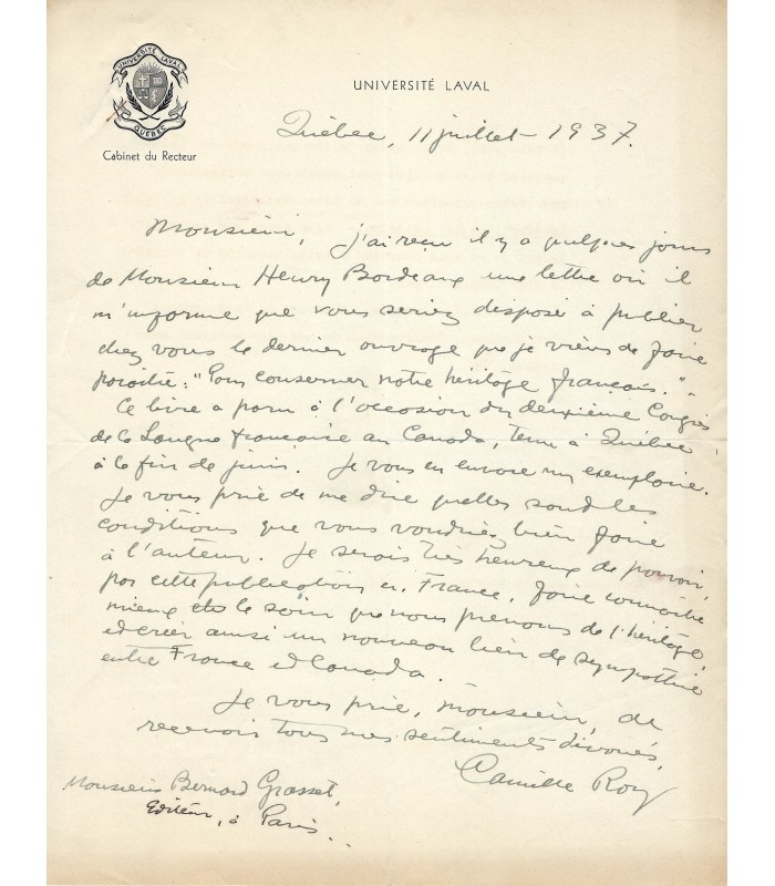 ROY Camille, critique littéraire. 3 lettres autographes (G 5763)