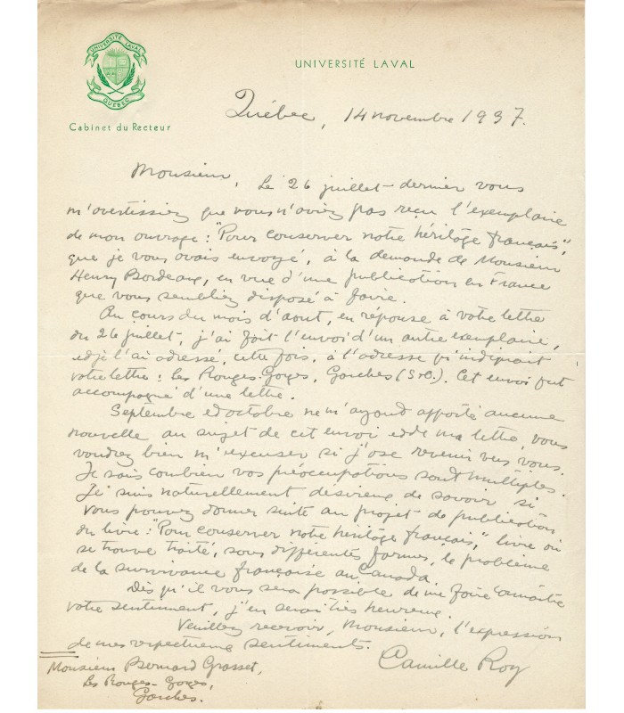 ROY Camille, critique littéraire. 3 lettres autographes (G 5763)