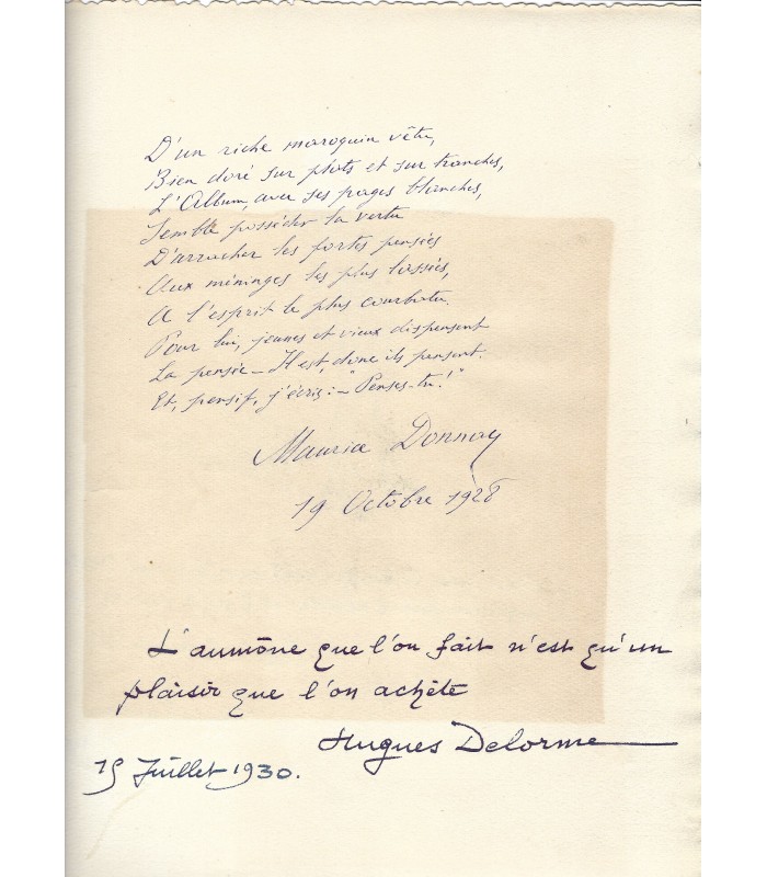 ZAMACOIS Miguel, romancier. Page avec dessin original avec légende autographe (G 2815)