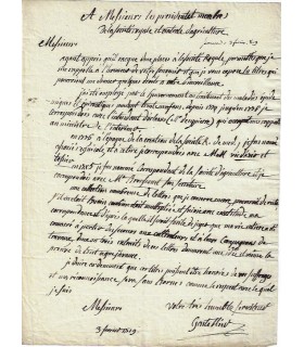GASTELLIER René. Médecin épidémiologiste du XVIIIe siècle. Lettre (Réf. G 1078)