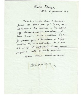 CARCO Francis. Poète et romancier. Lettre de voeux (Réf. G 2097)
