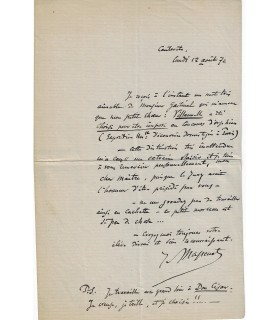 MASSENET Jules. Compositeur. Lettre, 12 août 1872 (Réf. G 5971)