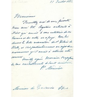 MERIMEE Prosper, écrivain. Lettre autographe (G 4503)