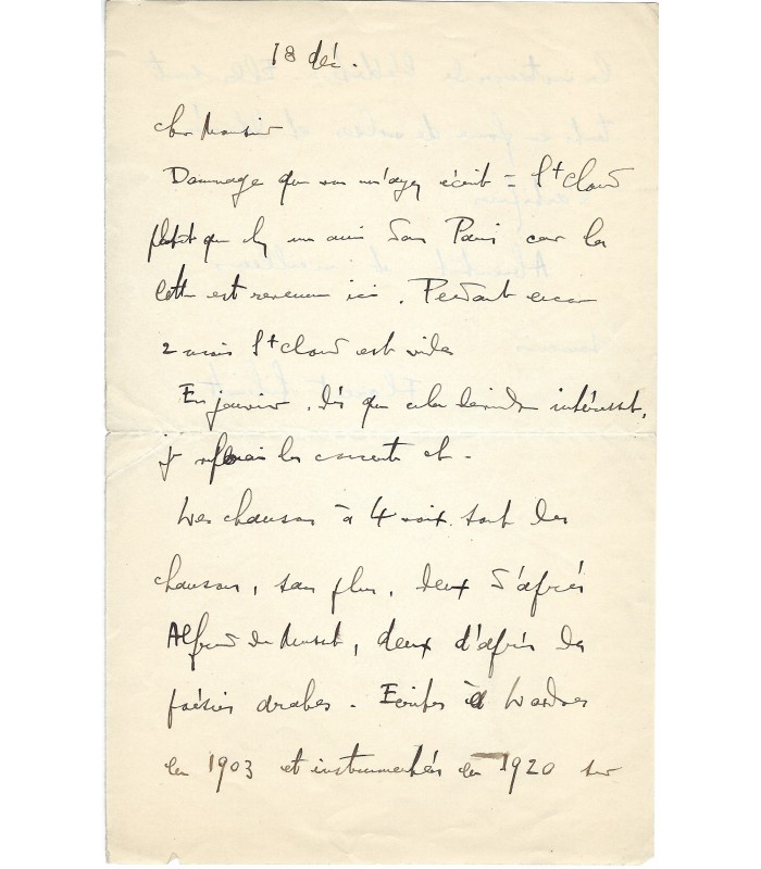 SCHMITT Florent. Compositeur. Elève de Masssenet et Fauré. Lettre (Réf. G. 4520)