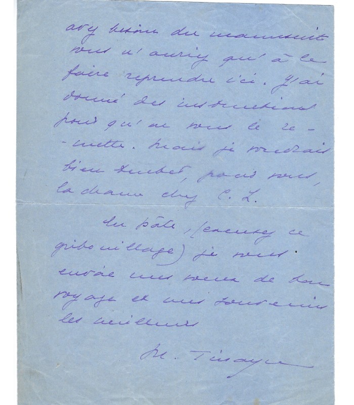 TINAYRE Marcelle, romancière. Lettre Autographe (E 10485)