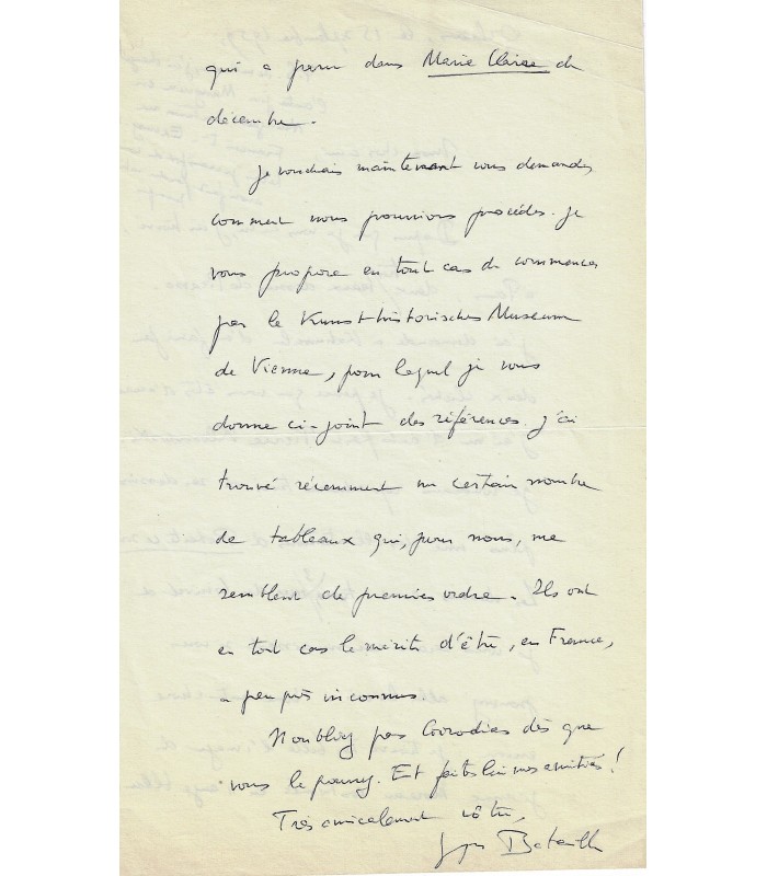 BATAILLE Georges. Ecrivain, poète, essayiste. Lettre, 15 septembre 1959 (Réf. G 5958)