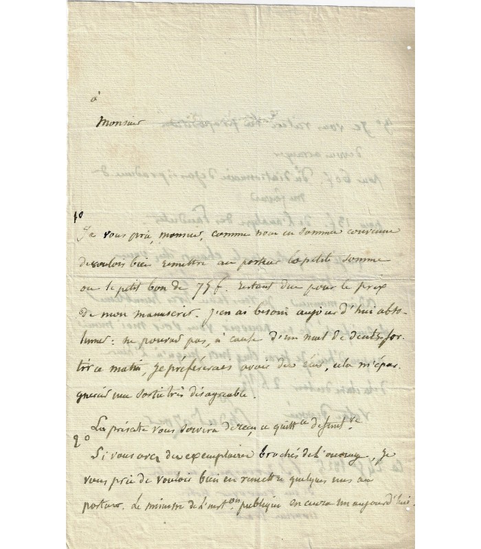 DUROZOIR Charles. Homme de lettres, journaliste, professeur d'histoire au Lycée Louis-le-Grand. Lettre (Réf. E 10327)