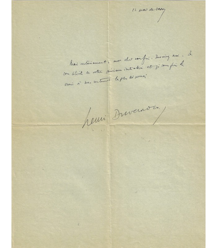 DUVERNOIS Henri. Ecrivain, dramaturge et scénariste. 3 lettres au poète Paul Fort (Réf. G 5677)