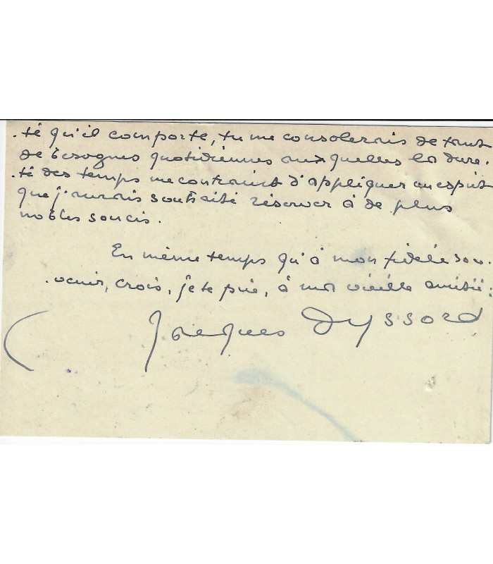 DYSSORD Jacques. Poète, écrivain, apparenté au groupe des Fantaisistes. Lettre à Bernard Grasset (1937) (Réf. G 5678)