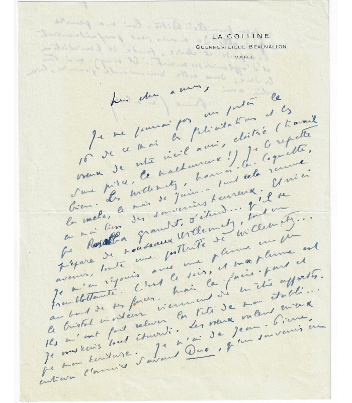 GERALDY Paul. Ecrivain. Lettre de voeux de Nouvel An (Réf. G 5882)