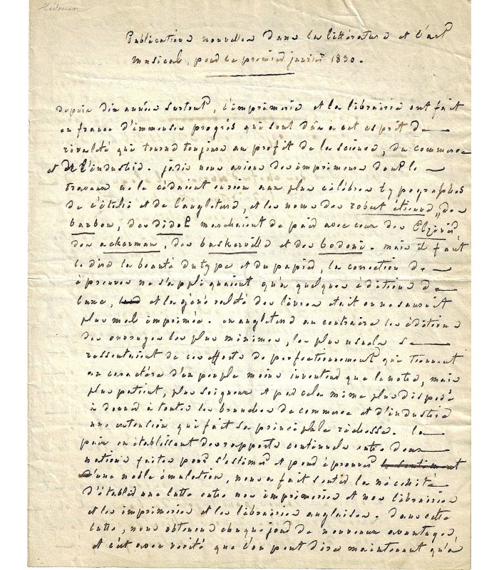 HEDOUIN Pierre. Avocat, homme de lettres, critique musical. Lettre et article (Réf. E 10449 BIS)