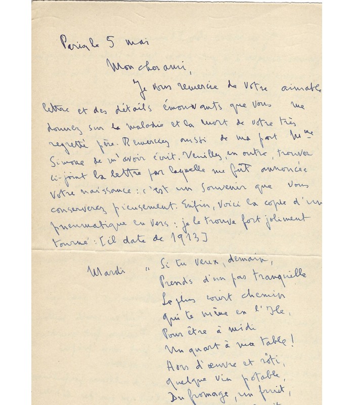 PORCHE François - LACOMBE PAUL. 3 lettres signées Lacombre, sur projet éditorial de François Porcher "Baudelaire" ( E 10601)