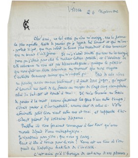 POZZI Catherine. Poétesse, liée à Paul Valéry. Lettre à Grasset ? (sans date) (E 10540)