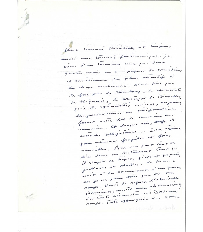 ROUSSIN André, dramaturge. Billet autographe (G 3267)