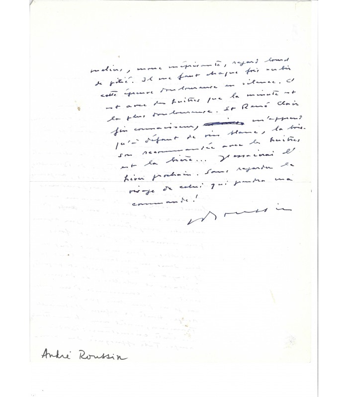 ROUSSIN André, dramaturge. Billet autographe (G 3267)