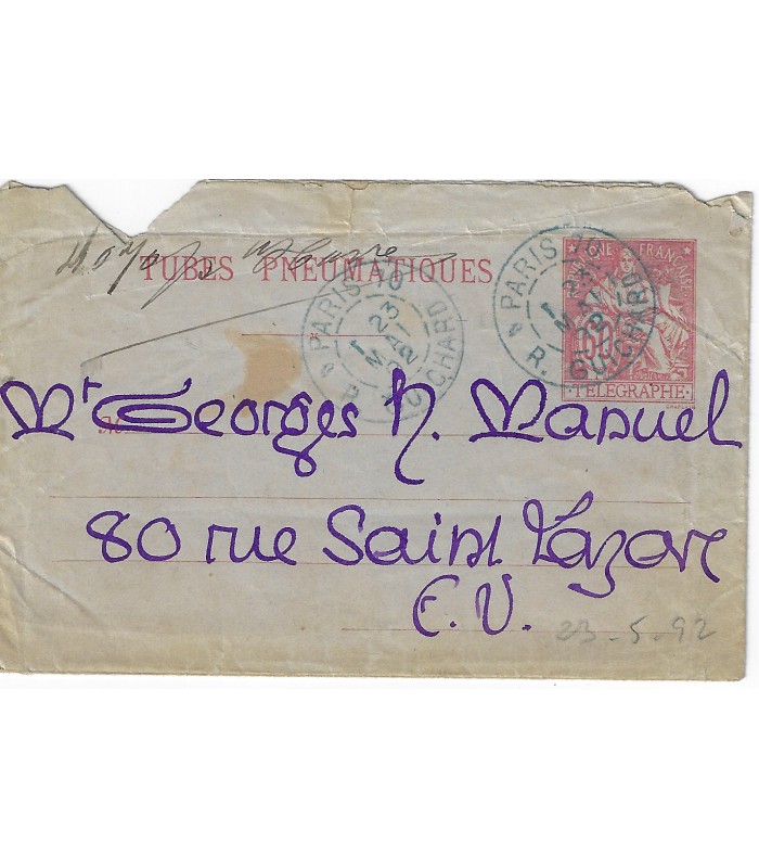 LOUYS Pierre. Poète, écrivain. Lettre à Georges Manuel, 1892 (Réf. G 3276)