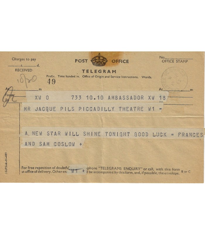 HILDA Irène. Chanteuse et actrice franco-américaine d'opérettes et comédies-musicales .  Jolie pièce illustrée