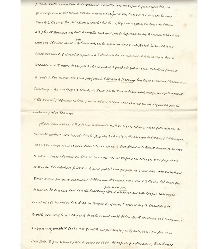 [ALSACE - REUSS Rodolphe] Manuscrit autographe (E 10212)