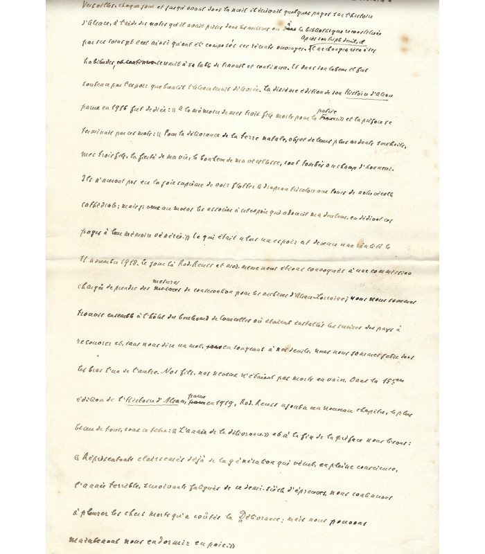 [ALSACE - REUSS Rodolphe] Manuscrit autographe (E 10212)