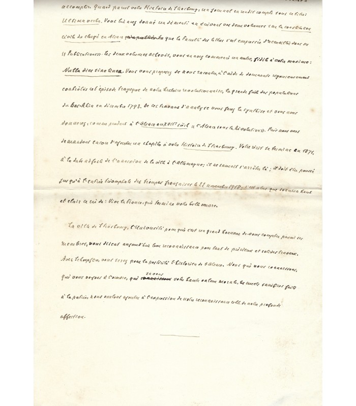 [ALSACE - REUSS Rodolphe] Manuscrit autographe (E 10212)