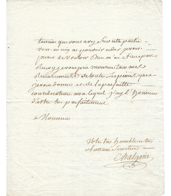 CHALGRIN Jean-François, architecte. Lettre autographe (G 3813)