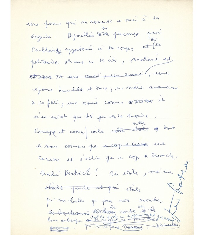 COCTEAU Jean, poète, romancier. Manuscrit autographe (G 5666)