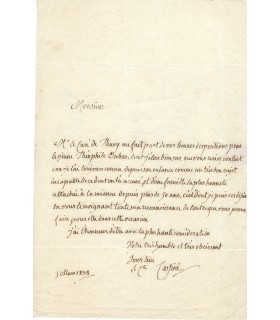 CASSINI Jean-Dominique, astronome. Lettre autographe (G 5082)