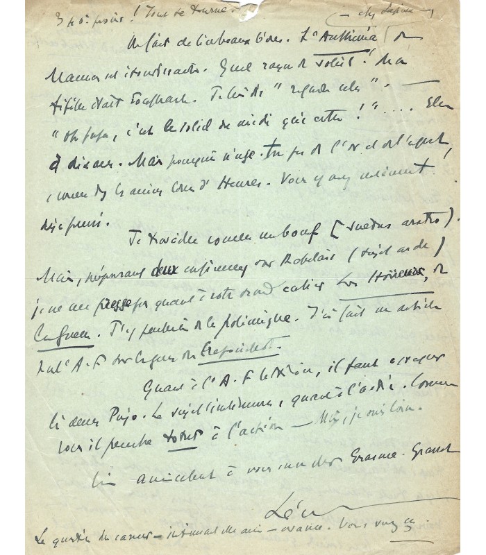 DAUDET Léon, écrivain. Lettre autographe (G 6013)