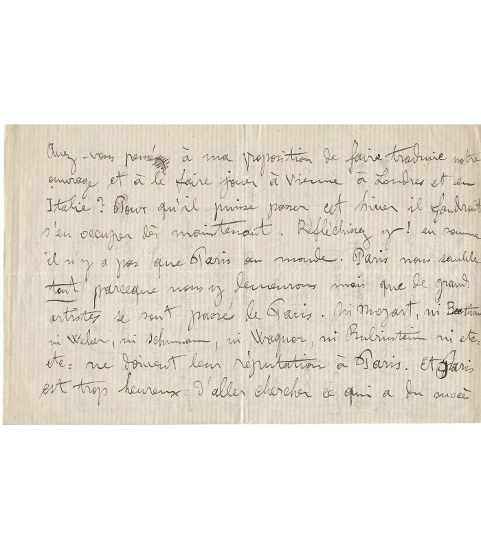 GODARD Benjamin, compositeur. Prix de la Ville de Paris et Prix Chartier. Lettre Autographe (Réf. G 6026)