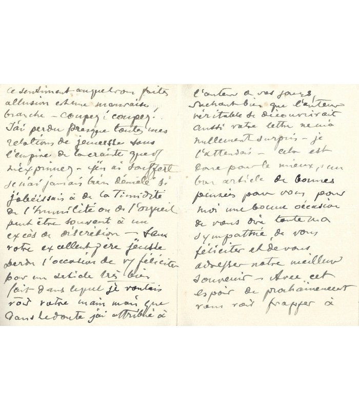 LA TOUCHE Gaston de, peintre. Lettre autographe (réf. G 6028)