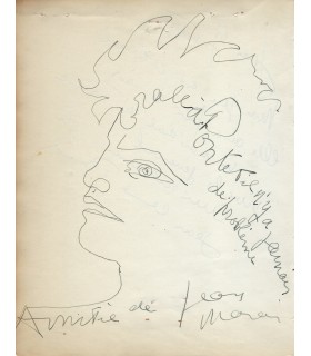 MARAIS (Jean). Acteur, peintre et sculpteur. Dessin original Autographe (G 6054)