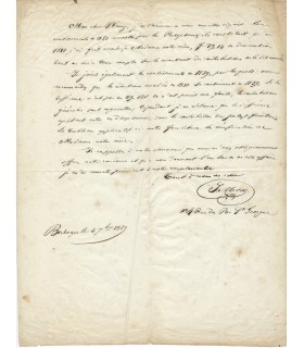 MIRES Jules, banquier. Lettre autographe, 1839 (G 550)