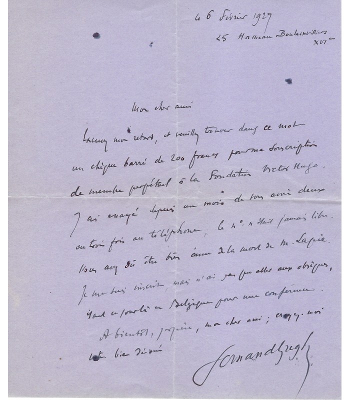 GREGH Fernand, poète. Ami de Proust. Lettre et 2 billets autographes (G 5135)