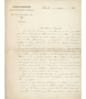 INDY Vincent (d'), compositeur. Lettre autographe (Réf. G 4899)