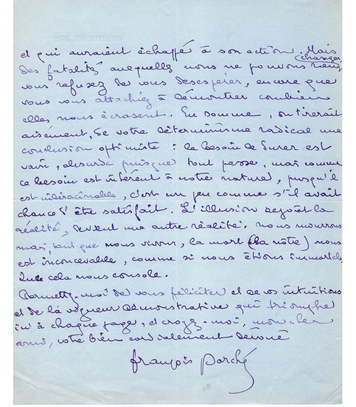 PORCHE François, poète et dramaturge. 2 Lettres autographes à l'éditeur Grasset (Réf. G 6005)
