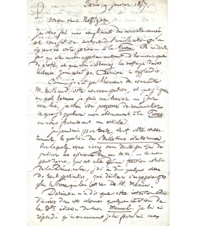 PROUDHON Pierre-Joseph. philosophe, théoricien révolutionnaire. Lettre autographe à Nefftzer, 9 janvier 1857 (Réf. G 5961)