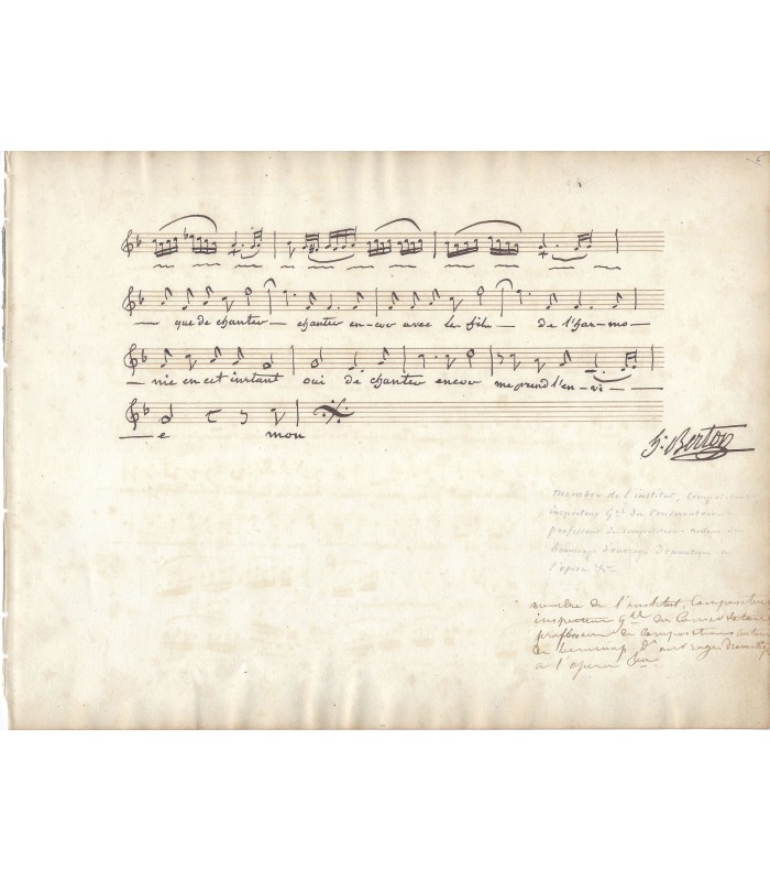 BERTON Henri Montan, compositeur. Manuscrit Autographe (G 350)
