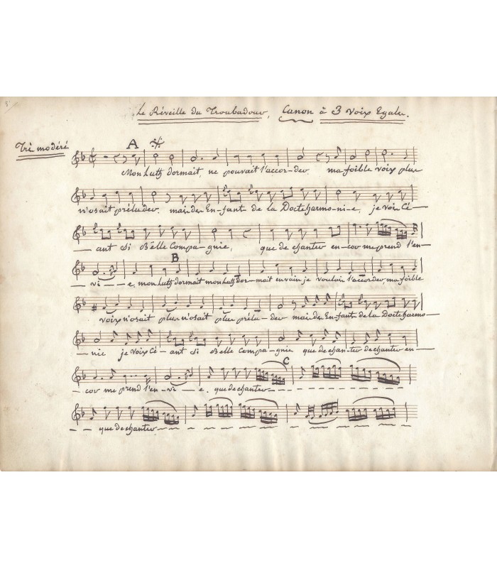 BERTON Henri Montan, compositeur. Manuscrit Autographe (G 350)