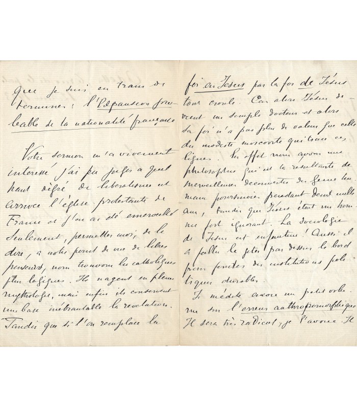 NOVICOW Jacques, sociologue russe. Lettre autographe (G 948)