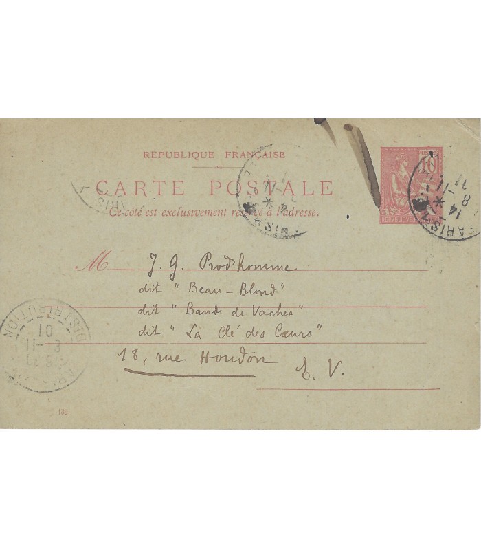 PHILIPPE Charles Louis, poète. Carte autographe. (Réf. G 5904)
