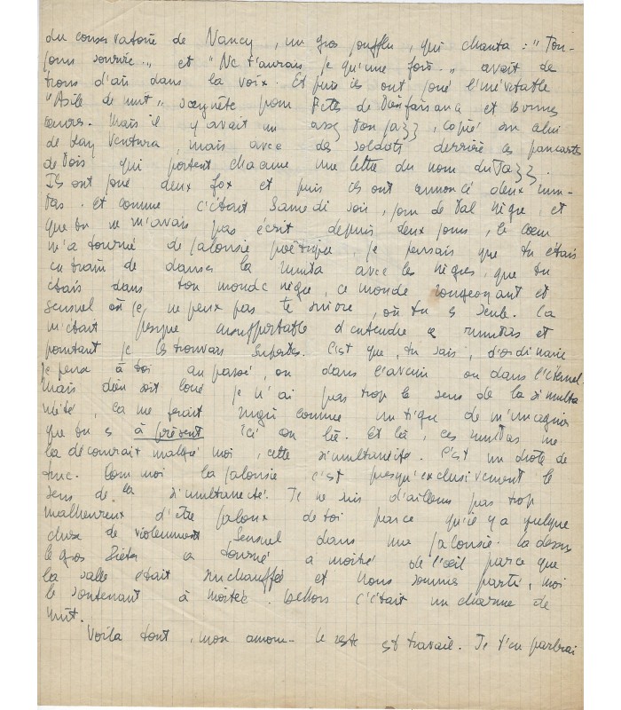 SARTRE Jean-Paul. Philosophe. Intellectuel engagé. Lettre d'amour à Wanda Kosakiewicz (Réf. G 3429)
