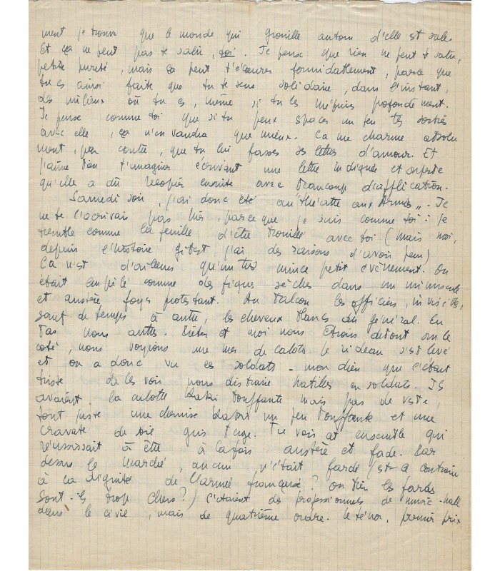 SARTRE Jean-Paul. Philosophe. Intellectuel engagé. Lettre d'amour à Wanda Kosakiewicz (Réf. G 3429)