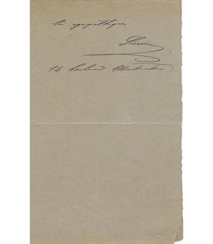 SEVERINE Caroline Rémy, dite, journaliste. Lettre autographe (G 2320).