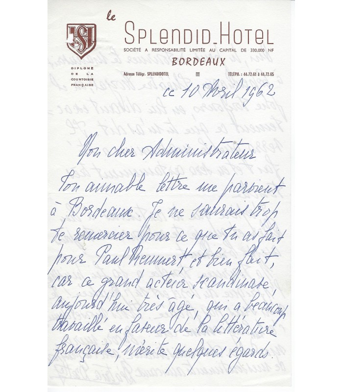 BRETTY Béatrice. Actrice. Sociétaire de la Comédie-Française. 2 lettres autographes à Maurice Escande (Réf. E 10035)