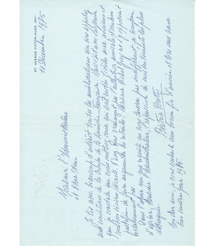 BRETTY Béatrice. Actrice. Sociétaire de la Comédie-Française. 2 lettres autographes à Maurice Escande (Réf. E 10035)