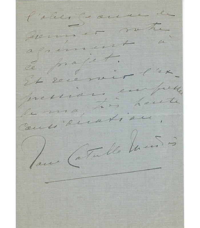 CATULLE-MENDES JANE. Epouse de l'écrivain Catulle-Mendès. Poétesse. Lettre Autographe, 24 janvier 1935 (Réf. G 4585)